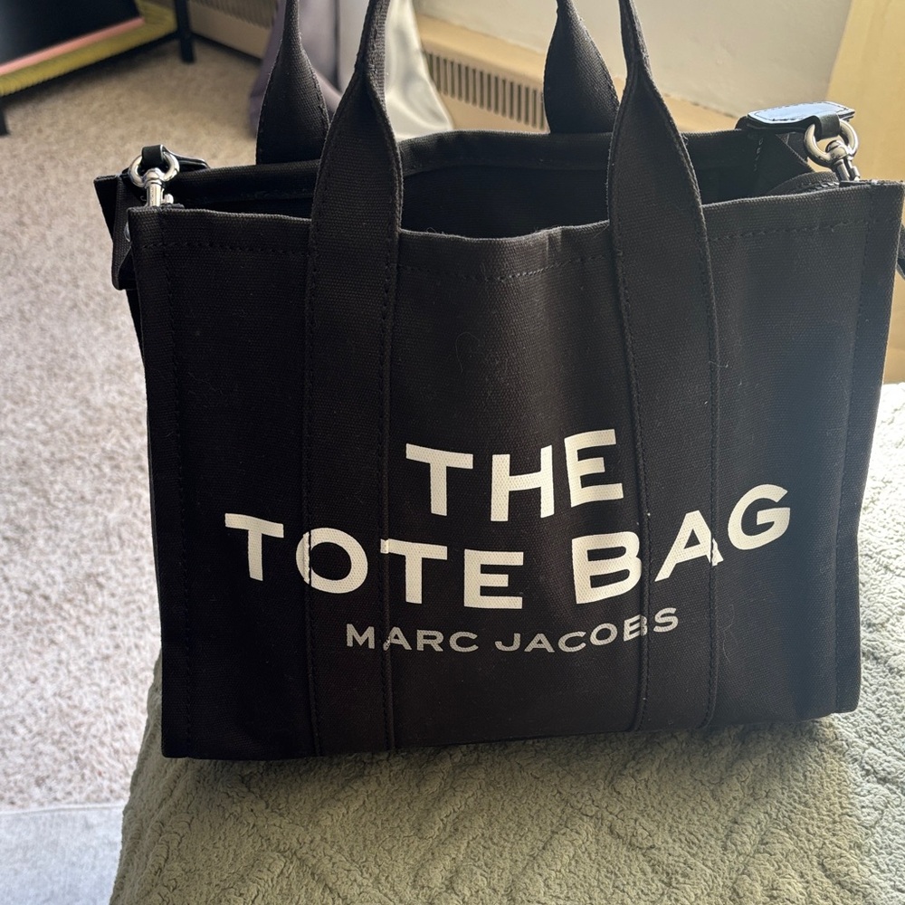 Marc Jacobs Black Tote Bag with White Text